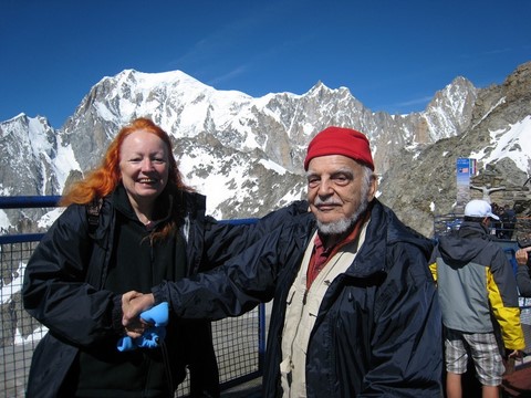 Anne-Marie de Grazia Hueber, Alfred de Grazia, Pointe Helbronner, Mont Blanc, 2011